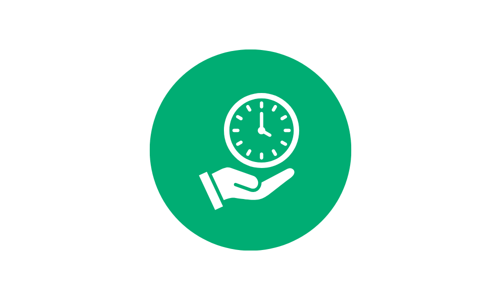 Ikona Oszczędzaj czas. Dużo czasu.